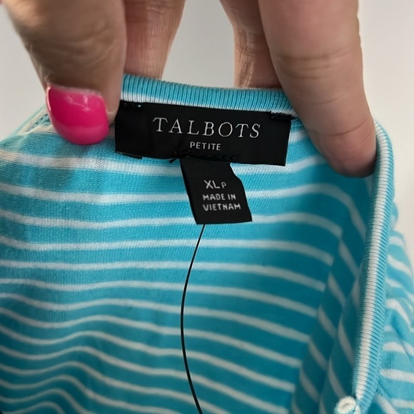Talbots Ruffle Square Neck Shell - Amalfi Stripe Tank Blouse NWT size PXL - Picture 3 of 7